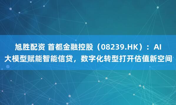旭胜配资 首都金融控股（08239.HK）：AI大模型赋能智能信贷，数字化转型打开估值新空间