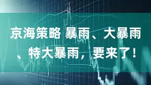 京海策略 暴雨、大暴雨、特大暴雨，要来了！